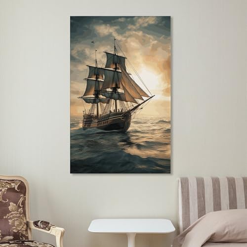 Bateau à voile affiche sur toile pour déco salon moderne - 7
