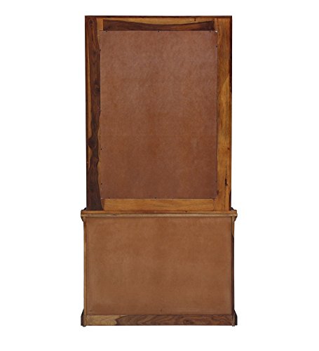 Image of MADE WOOD Solid Sheesham Wood Dressing Table with Mirror | 4 Drawer Makeup Vanity & Storage Organizer with Shelves | Bedroom & Living Room Furniture | Provincial Teak Finish