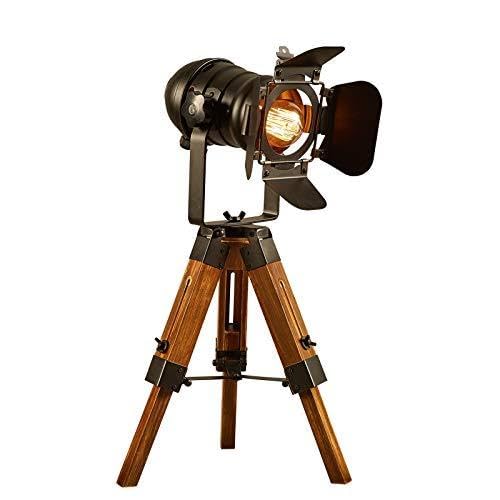 whsiodj LED Lampe Vintage Cinéma Noire Trépied Industriel, Lampe de Table Réglable de Cinéma pour Restaurants, Salles des fêtes, Salon ou salle à manger
