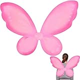 NENMATTE Fairy Girls Wings,Girls Butterfly Wing for Birhday Party,Sparkle Angel Wings Halloween Costume Dress Up for Kids Women (Pink)