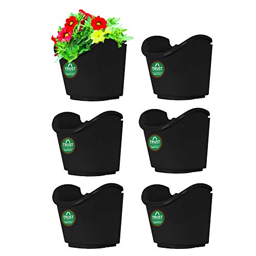 Trustbasket Vertical Gardening Hanging Pots/Planters(Large) – Set Of 6 | Plastic Vertical Wall Hanging Pouches For Home & Outdoor Balcony Garden Decor |Wall Hanging Pouches For Grills
