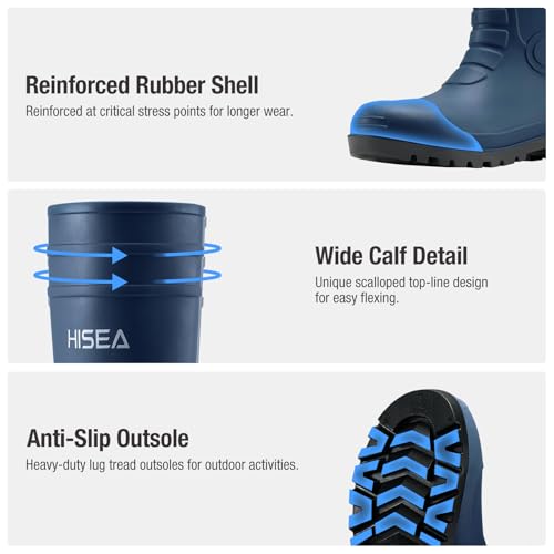 HISEA Men's Rain Boots with Steel Shank, Waterproof Rubber Protective Footwear, Seamless PVC Rainboots Outdoor Work Boots, Durable Garden Fishing Tall Kneed Boot for Agriculture and Industrial - Thumbnail 5