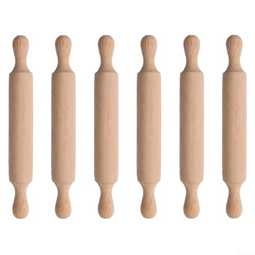 FACULX Lot de 6 rouleaux à pâtisserie pour pâtisserie, épingles à argile, rouleaux de pâte à modeler, petit rouleau à fondant, outils de cuisson pour enfants, produits de pâte à bois
