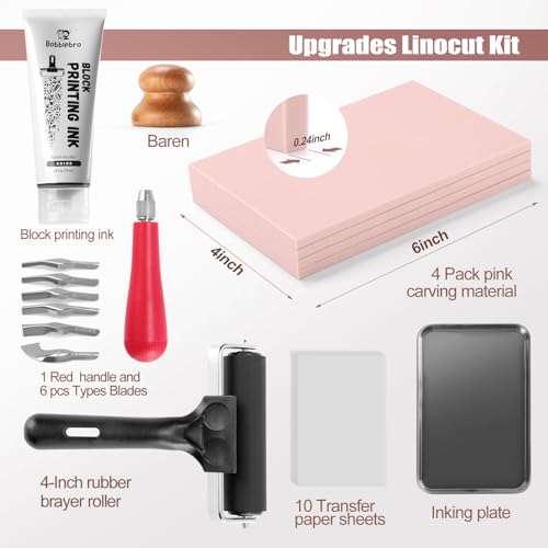Linocut Kit for Printmaking - Arts and Crafts for Adults - Christmas DIY Kit Gifts - Hobby Kits Birthday Gift for Adults, Women, Men, Boys, Girls - Stamp Making Kit - Linoleum Blocks Carving Tools