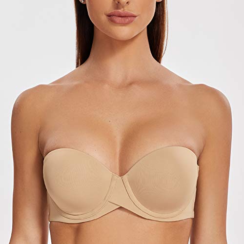 Image of MELENECA Women's Stay Put Padded Cup with Lift Underwire Push Up Strapless Bras