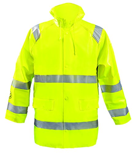 Occunomix Lux-Tjr/Fr-Y5X Premium Flame Resistant Waterproof Rain Jacket, Class 3, Yellow, 5X-Large #TOP19