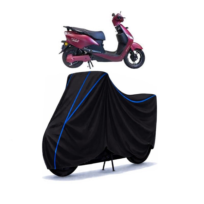Image of Scooty Cover Water Resistant for Optima CX 5.0 | Universal Scooter & Bike Cover | Heavy Duty UV Dust, Rain & Scratch Protection Weather Indoor Outdoor | Black with Blue Piping
