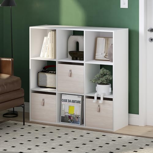 Furinno Pelli kubischer Aufbewahrungsschrank, 9 Würfel, Weiß