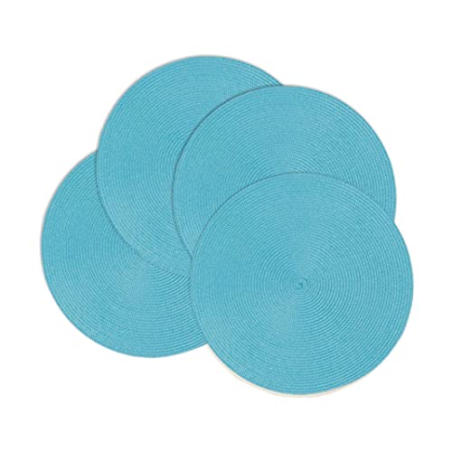 Manteles Individuales Tejidos Color Verde Azulado Oscuro Redondos para Mesa De Cocina Manteles Individuales Tejidos De Vinilo Resistentes Al Calor (Juego De 4 Turquesas)