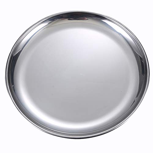 JMYDecor 5 Pieces Stainless Steel Round Plates,Portable Tableware Set for Outdoor Camping Hiking, Picnic, BBQ, Beach (10.2 Inch) - Image 4