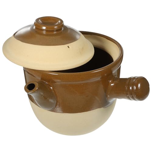 PartyKindom Olla de Barro para Cocinar Medicina Tradicional, Cazuela de 2l Mango Antideslizante y Superficie Antiadherente Adecuado para Hervir y Guisar