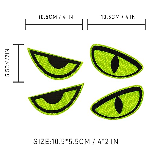 Image of Thcbme 2 Pack Car Stickers Eye Yellow Night Safety Driving Reflective Cute Caution Decal, Motorcycle Helmet Stickers Decals, for Bumpers, Window, Laptop, Wall (Yellow) Reflective 4 inch by 2 inch