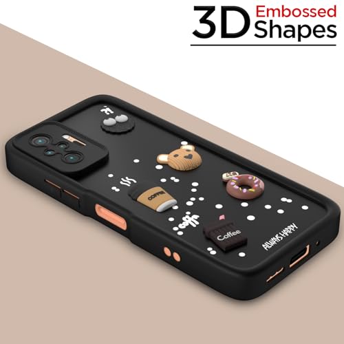 Image of Pikkme Back Cover for Redmi Note 10 Pro /Note 10 Pro Max | Cute Fun Cartoon 3D Bear Silicone Full Body Protection Bumper Cover (Black)