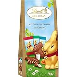 Lindt Schokolade Gefüllte Goldhasen | 80g | Vollmilch Schokolade in Hasenform gefüllt mit Caramel & Salz, Doppelmilch und Nuss Crisp | Osterschokolade | Schokoladenhase