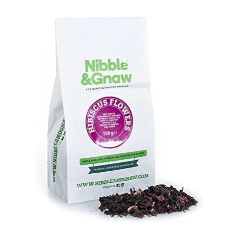 Nibble & Gnaw Hibiscus Flowers Herbs for Rabbits, Guinea Pigs and Small Animals (150g, 100% Natural, Antioxidant, Immune Support) Cover
