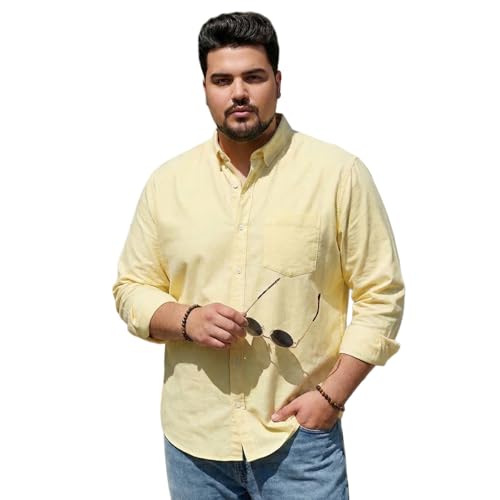 Image of Urbano Plus Men's Cotton Full Sleeve Regular Fit Solid Oxford Shirt with Button-Down Collar