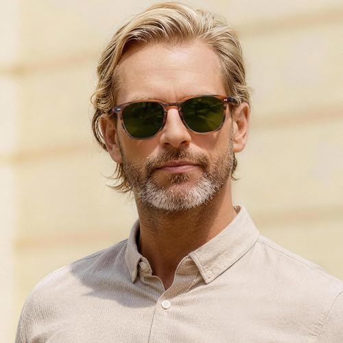 Image of CARFIA Retro Cool Acetate Polarized Sunglasses for Men UV Protection, Outdoor Fashion Driving Eyewears Male Square Sunnies