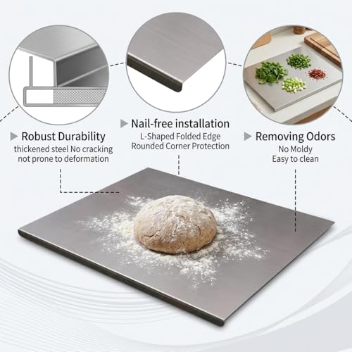 Tabla de Cortar de Acero Inoxidable 304, con Borde Elevado y Ranura para Jugos, para Preparación Diaria de Alimentos (40 cm x 30 cm) miniatura 4