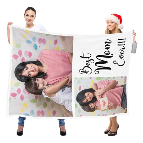 Image of inkArts Custom Blanket with Photo, Personalized Photo Blanket, Customized Picture Blankets, Customizable Blankets, Personalized Best Mom Ever Gifts for Mom