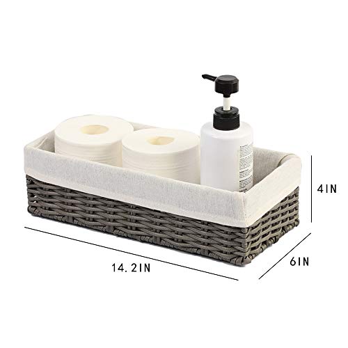 HOSROOME Bathroom Storage Organizer Basket Bin Toilet Paper Basket Storage Basket for Toilet Tank Top Decorative Basket for Closet, Bedroom, Bathroom, Entryway, Office(Grey) - Thumbnail 2