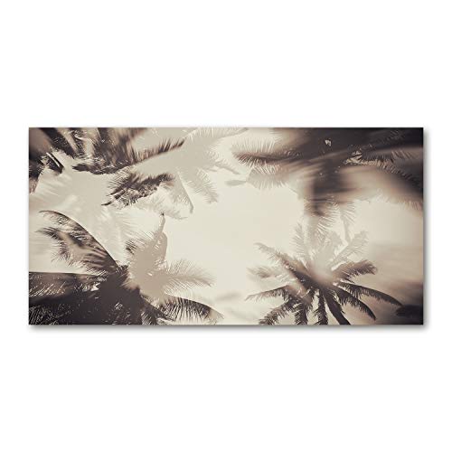 Tableau plexiglas 100x50cm Tulup - Déco murale beige avec palmiers