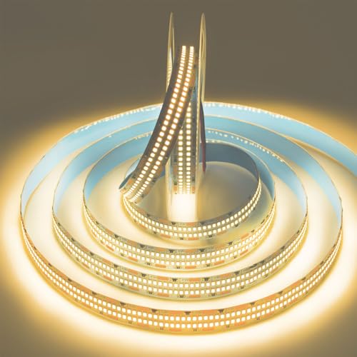 Image of SUYOOULIN LED Strip Lights, 16.4ft Dimmable DC 12V SMD 2835 Double Rows 2400 LEDs 52000LM Super Bright LED Ribbon Strip, Non-Waterproof IP21 for Home Party Decoration (Warm White 3500K)