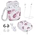 Airpods Case - Airspo 7 in 1 Airpods Accessories Set Compatible with Airpods 1 & 2 Protective Silicone Cover Floral Print Cute Case (White+Pineapple)