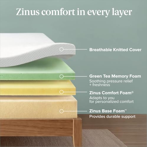 Image of Zinus 8 Inch Green Tea Foam Mattress King 75x72x8 Inch | Fiberglass Free, Medium Firm Feel, Safe Foams & Fabric