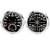 mini tour a metaux horloger avec rétro-éclairage rouge ELING Compteur GPS 110 mm 0–200 km/h avec tachymètre 8000 tr/min, compte-tours avec 4-en-1 multifonctions, niveau de carburant, pression d\'huile, température de l\'eau avec rétroéclairage