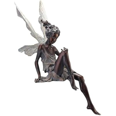 Romeeton Fairy Garden Ornaments - Outdoor Fairy Tale Angel Statue Decoration for Landscaping Yard, Patio Garden (Brown)