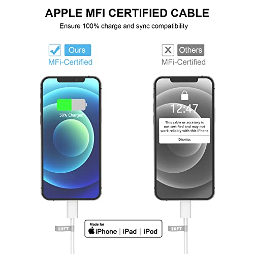 Image of iPhone 14 13 12 11 Fast Charger,[Apple MFi Certified] 20W USB C Fast Charger Wall Charger Block with 10FT Type-C to Lightning Fast Charging Data Sync Cord for iPhone14 13 12 11 Xs Xr X (3Pack)