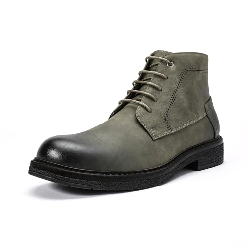 Image of Allthemen Mens Ankle Boots Lace Up Chelsea Business Chukka Boots Formal Oxfords Derby Comfortable Dress Boots Green 8.5 UK