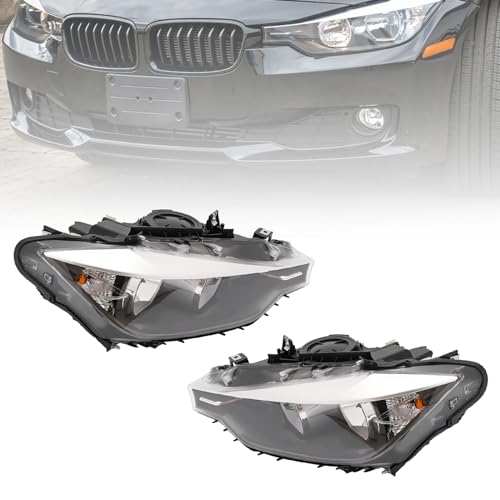 For BMW 2012-2015 3-Series 320i/328i/328d/335i Base Sedan Halogen Type Headlights Assembly, Halogen Headlamp Headlight Replacement Headlights Set - Passenger And Driver Side (L & R)