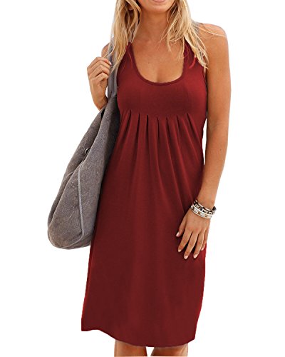 Image of AELSON Womens Summer Casual Sleeveless Mini Printed Vest Dresses