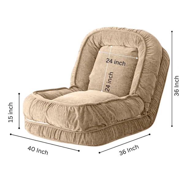 Image of 1 Seater Luxurious Human Dog Bed for People and Adults|Velvet Recliner Lounge Style Soft Human Dog Sofa with Plush Cushioning for Reading and Relaxation (Velvet Fabric, Beige)