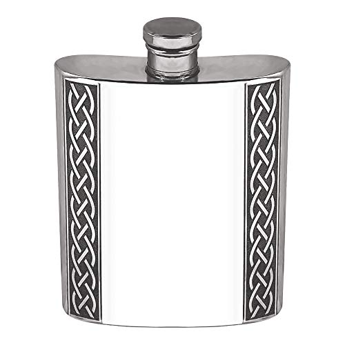 English Pewter Company 6oz Embossed Celtic Knot Design Pewter Whisky Liquor Hip Flask [CEL620]
