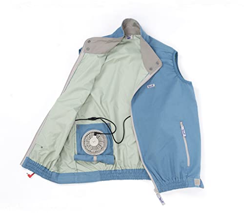 Image of Wearable Fan with 9 Blades Air-Conditioned Jacket, Cooling Jacket,Beat the Heat, Outdoor Activities, Battery Fan Set, 10000 mAh, 12 V, Unisex, Instant Cooling