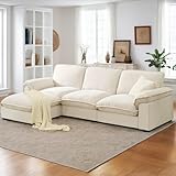 HALLYBEE Modular Sectional Sofa Deep Seat Cloud Couch with Reversible Chaise L Shaped Couch with Padded Armrests Chenille Sectional Sofas for Living Room Apartment Office Oatmeal