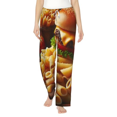 Pantalon de pyjama en polaire hamburger pour femme en flanelle