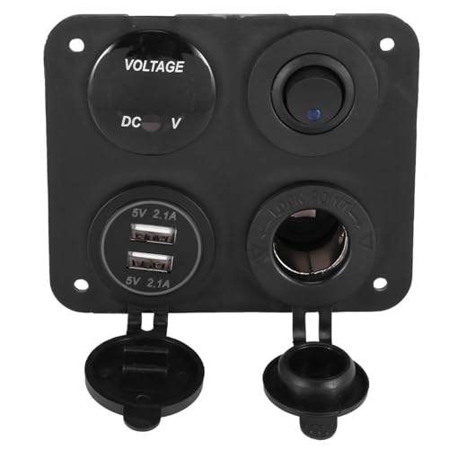 Panneau Chargeur USB Double 12V avec Voltmètre LED et Interrupteur pour Bateau