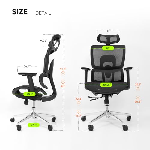 Image of NearHub EC20 Ergonomic Office Chair for Big and Tall 6'5 inch Tall Max, 400Lbs Computer Desk Heavy-Duty Office Gaming Chair with Adjustable Features, High-Back Design, and Premium Comfort for Office,Home