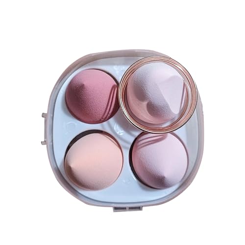 Makeup Sponge Set -This Beauty Blender pack includes 4 makeup sponges for flawless foundation application, along with 1 holder and an egg case. Perfect for blending liquid, cream, and powder (Salmon)