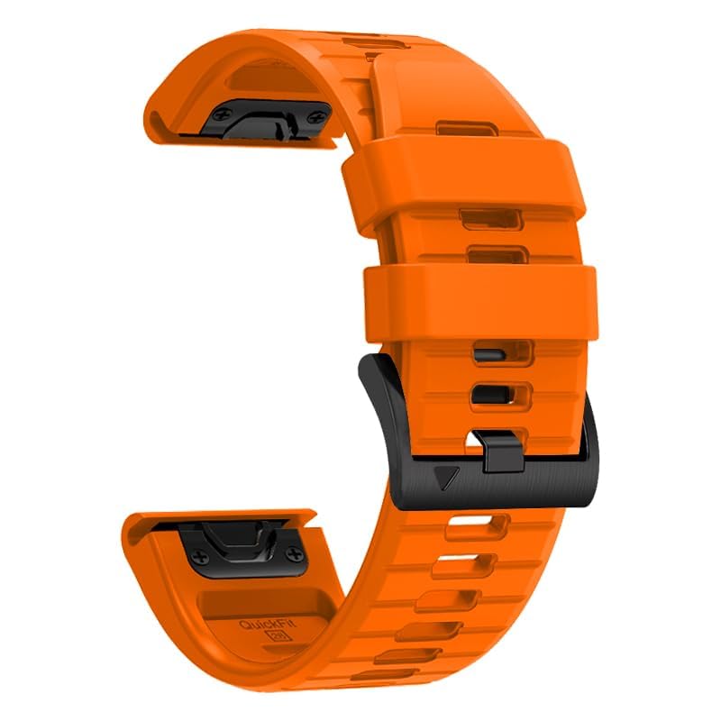 YUXUAN Compatible with 26MM Fenix 8 51mm Fenix7X/6X/5X,Pro 5X Plus Quickfit Watch Band, Soft Silicone Strap for GARMIN Enduro 2/Descent MK2i /Tactix 7Pro (Orange)