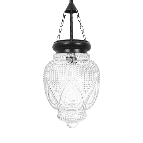 Vintage Pendant Lights Kitchen Island, Black Kitchen Pendant Lighting Over Island, Bathroom Pendant Light With 7.9" w*10.6" h Glass, Farmhouse Sink Light For Closet Pantry Entryway, Height Adjustable