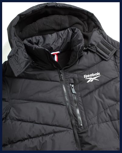 Image of Reebok Mens Winter Jacket - Thick Heavyweight Ski Winter Coat - Warm Insulated Quilted Hooded Puffer Coat for Men