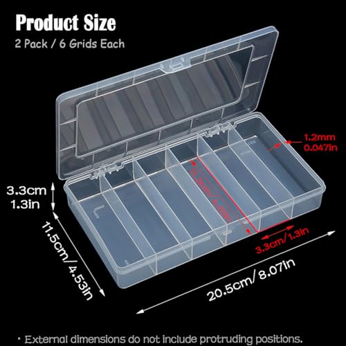 Image of 6 Grids Clear Plastic Organizer Box, Bead Storage Containers, Craft Organizers and Storage Beads Organizer, Art DIY, Crafts Jewelry Storage, Fishing Tackles, 2 PACK