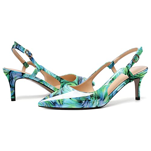 Zamikoo Women's Slingback Kitten Heels, Pointed Toe Mid Heel Pumps, Classic Heeled Sandals with Adjustable Strap, Dress Shoes for Ladies Office Wedding Work Evening 2.5 Inches4
