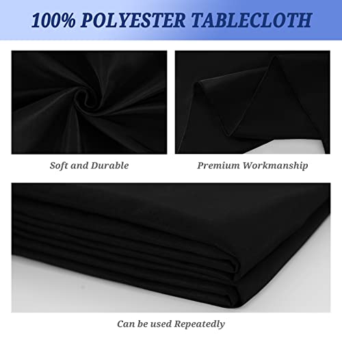 image for Pesonlook 6Pack Black Polyester Tablecloths 60 x 126 Inch for 8ft Rect