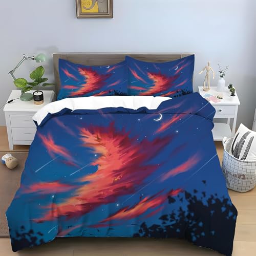 カニグモ キング羽毛布団カバー、マイクロファイバー掛け布団カバー3点セット、白いノコギリソウ 寝具、 柔らかい 通気性、肌に優しい 、洗い替え四季通用 洋式・和式兼用 。(230x210cm+2 枕カバー 43x63 cm)