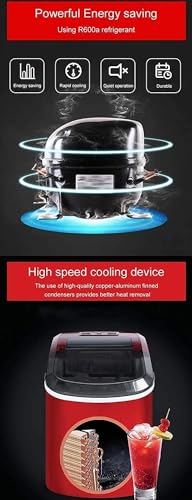Fabricadora de hielo de mostrador, portátil y compacta, 33 lb/24 h, produce cubos de hielo en 6 minutos, eléctrica de alta eficiencia con cucharón para hielo, dos tamaños de cubos miniatura 6